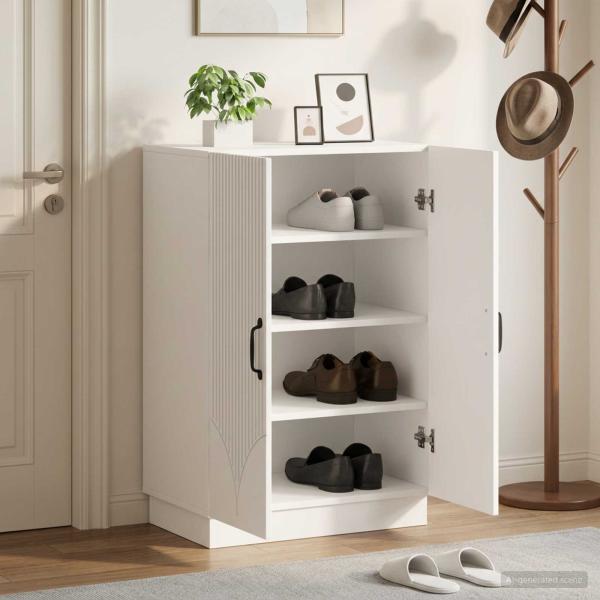 ARDEBO.de - Schuhschrank HOORN 59,5 x 39,5 x 87 cm Holzwerkstoff Weiß