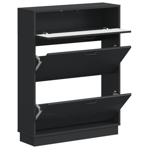 Schuhschrank HOORN 78 x 24 x 100 cm Holzwerkstoff Schwarz