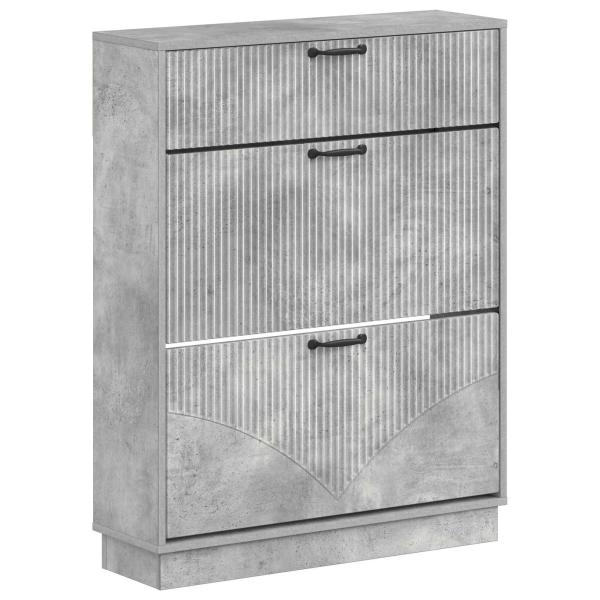 Schuhschrank HOORN 78 x 24 x 100 cm Holzwerkstoff Betongrau