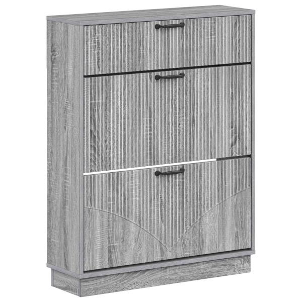 ARDEBO.de - Schuhschrank HOORN 78 x 24 x 100 cm Holzwerkstoff Sonoma-Grau