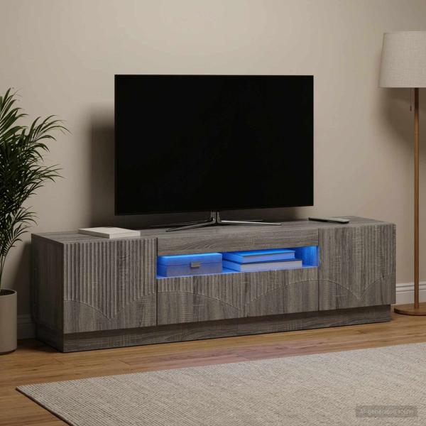 ARDEBO.de - LED-TV-Schrank Sonoma-Grau Holzwerkstoff