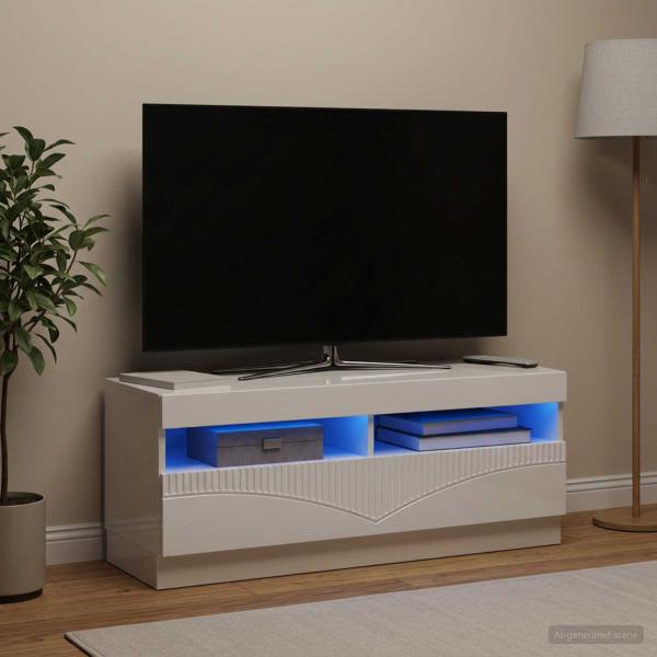 ARDEBO.de - LED-TV-Schrank Hochglanz Weiß Holzwerkstoff