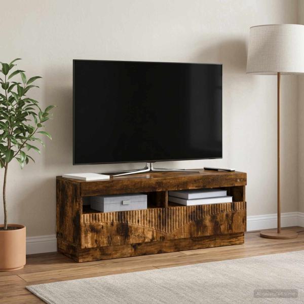 LED-TV-Schrank Raucheiche Holzwerkstoff