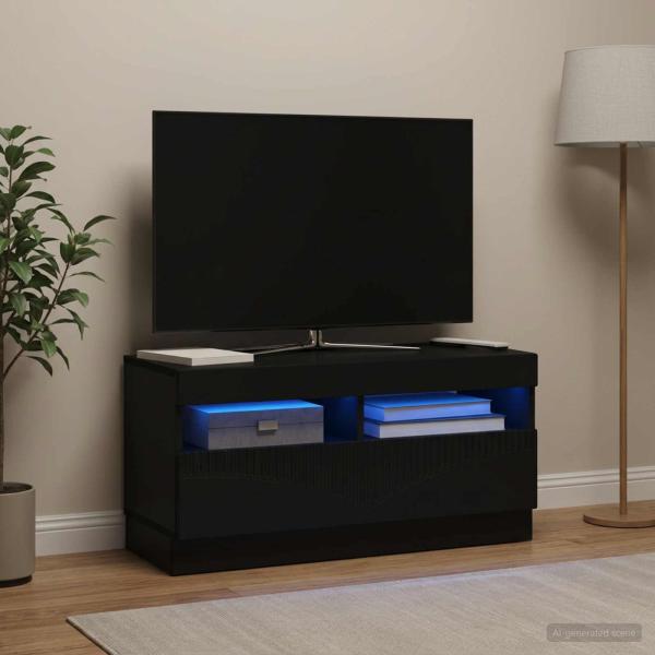ARDEBO.de - LED-TV-Schrank Schwarz Holzwerkstoff