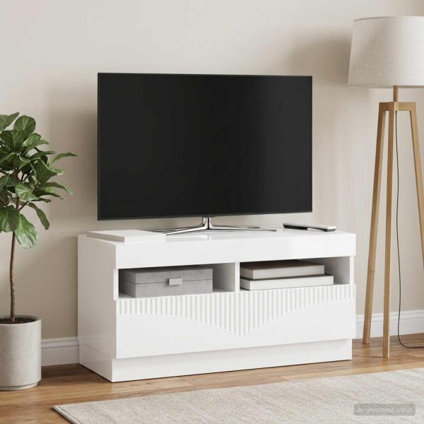 LED-TV-Schrank Hochglanz Weiß Holzwerkstoff