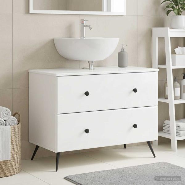 ARDEBO.de - Waschbeckenschrank BREDA Hochglanz Weiß 82 x 41 x 59 cm