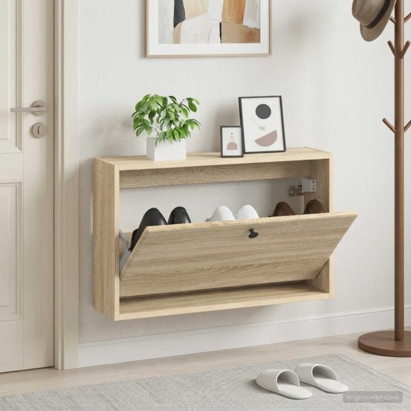 ARDEBO.de - Wandmontierter Schuhschrank BREDA 71 x 17 x 43 cm Holzwerkstoff