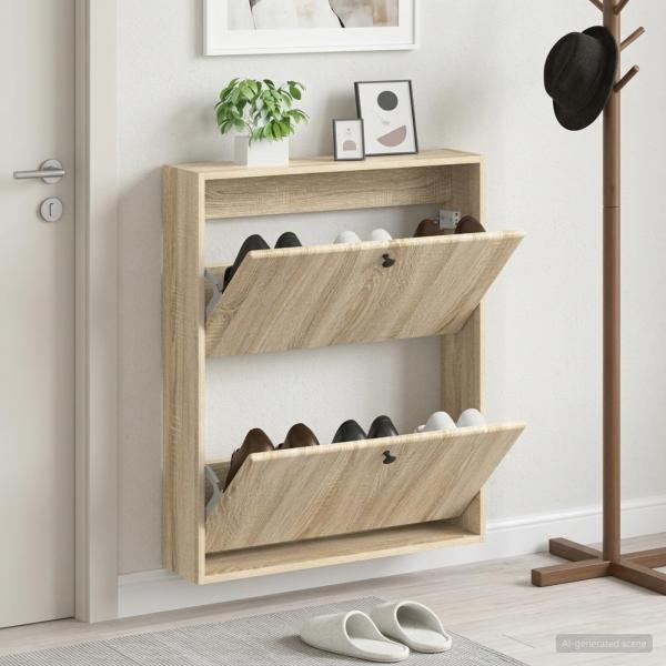 ARDEBO.de - Wandmontierter Schuhschrank BREDA 71 x 17 x 86 cm Holzwerkstoff
