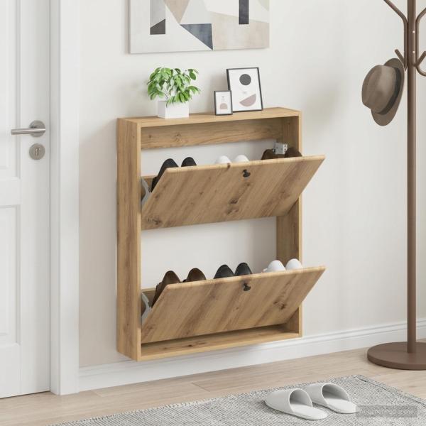 ARDEBO.de - Wandmontierter Schuhschrank BREDA 71 x 17 x 86 cm Holzwerkstoff