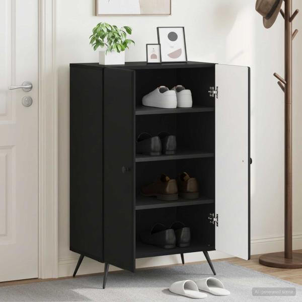 ARDEBO.de - Schuhschrank BREDA 59,5 x 39,5 x 90 cm Holzwerkstoff Schwarz