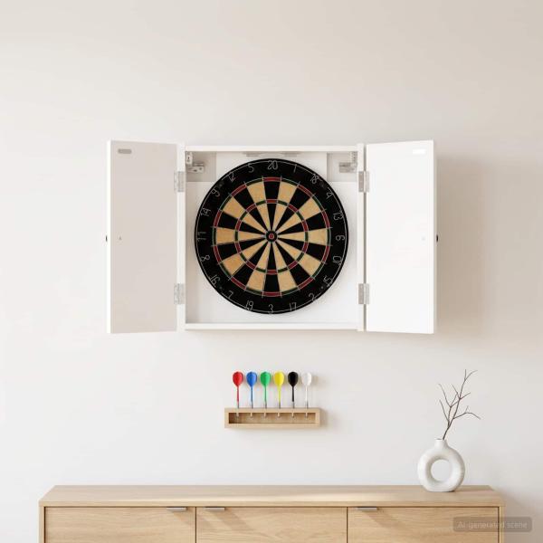 ARDEBO.de - Dartboard Schrank BREDA Wei? 52,5 x 10,5 x 53,5 cm