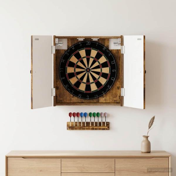 ARDEBO.de - Dartboard Schrank BREDA Raucheiche 52,5 x 10,5 x 53,5 cm