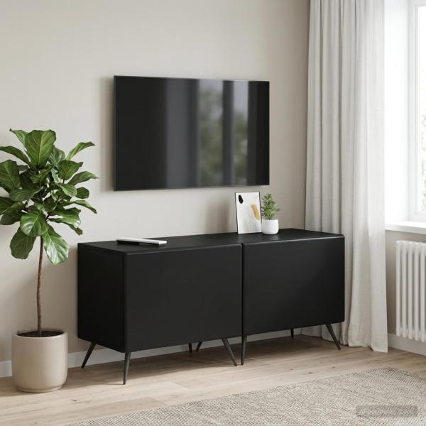 ARDEBO.de - TV-Schrank Schwarz Holzwerkstoff