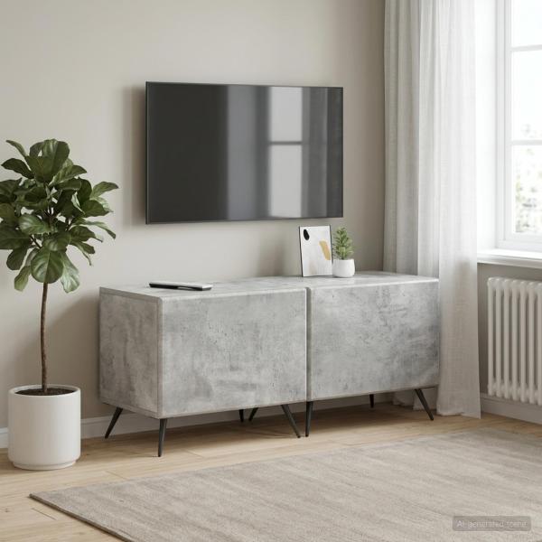 ARDEBO.de - TV-Schrank Betongrau Holzwerkstoff