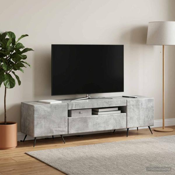ARDEBO.de - LED-TV-Schrank Betongrau Holzwerkstoff
