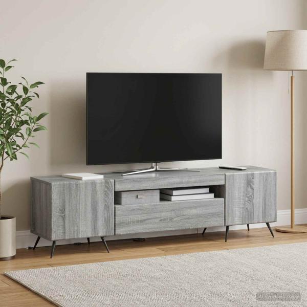 ARDEBO.de - LED-TV-Schrank Sonoma-Grau Holzwerkstoff