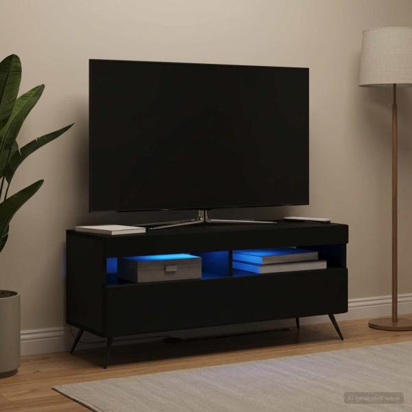 ARDEBO.de - LED-TV-Schrank Schwarz Holzwerkstoff