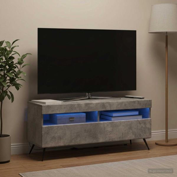 ARDEBO.de - LED-TV-Schrank Betongrau Holzwerkstoff