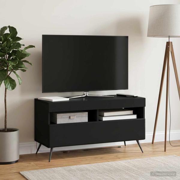 LED-TV-Schrank Schwarz Holzwerkstoff