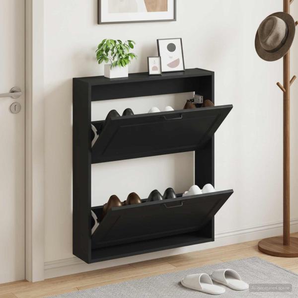 ARDEBO.de - Wandmontierter Schuhschrank UTRECHT 71 x 17 x 86 cm Schwarz