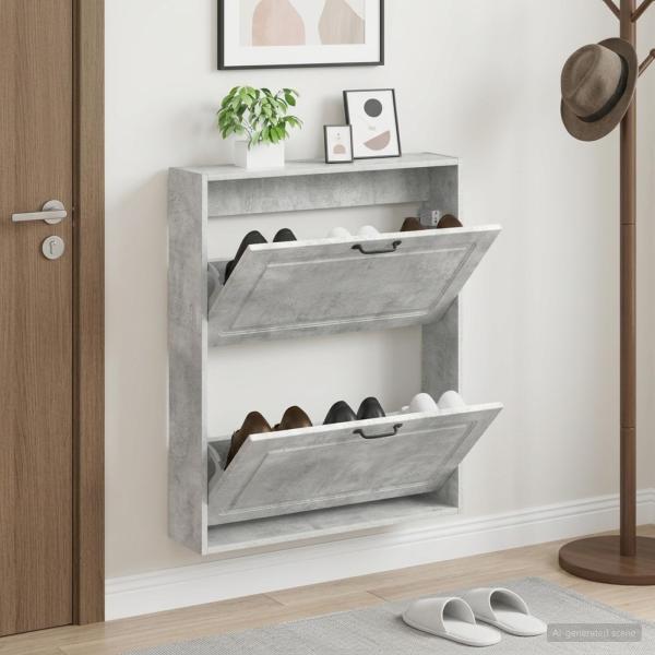 ARDEBO.de - Wandmontierter Schuhschrank UTRECHT 71 x 17 x 86 cm Betongrau