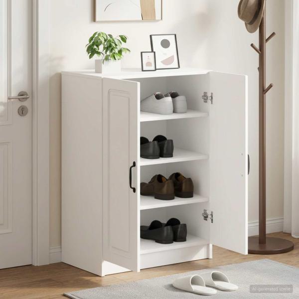 ARDEBO.de - Schuhschrank UTRECHT 59,5 x 39,5 x 87 cm Holzwerkstoff Weiß