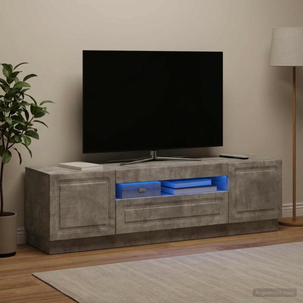 ARDEBO.de - LED-TV-Schrank Betongrau Holzwerkstoff