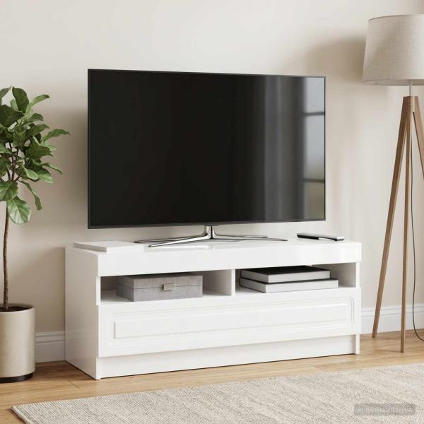 ARDEBO.de - LED-TV-Schrank Hochglanz Weiß Holzwerkstoff