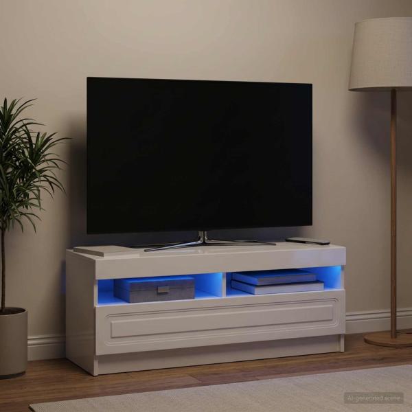 LED-TV-Schrank Hochglanz Weiß Holzwerkstoff