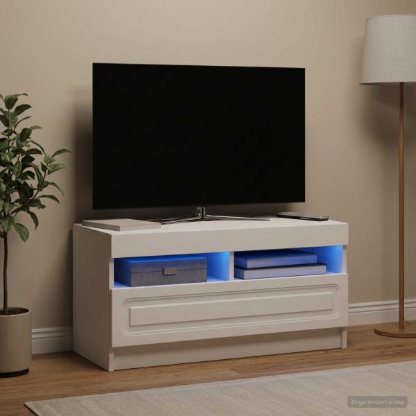 ARDEBO.de - LED-TV-Schrank Weiß Holzwerkstoff