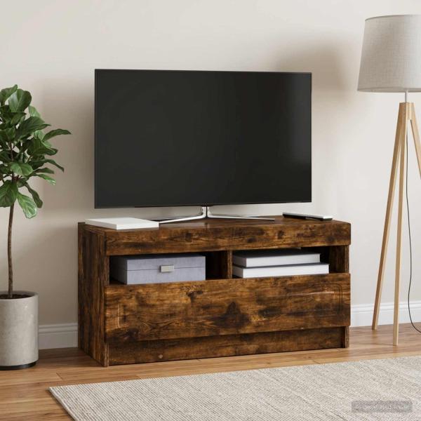 ARDEBO.de - LED-TV-Schrank Raucheiche Holzwerkstoff
