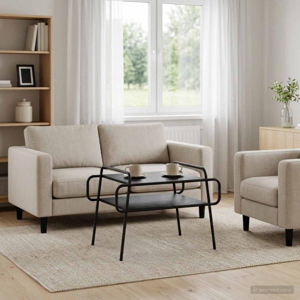 ARDEBO.de - Couchtisch Schwarze Eiche 70 x 50 x 51 cm Holzwerkstoff