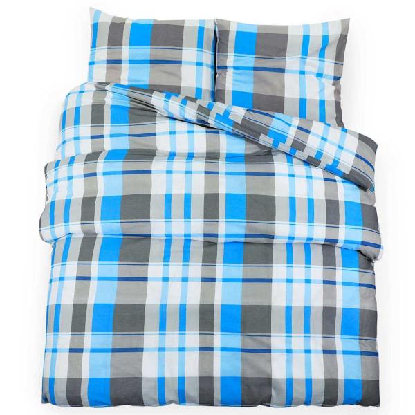 Bettwäsche-Set Blau und Grau 155x220 cm Baumwolle