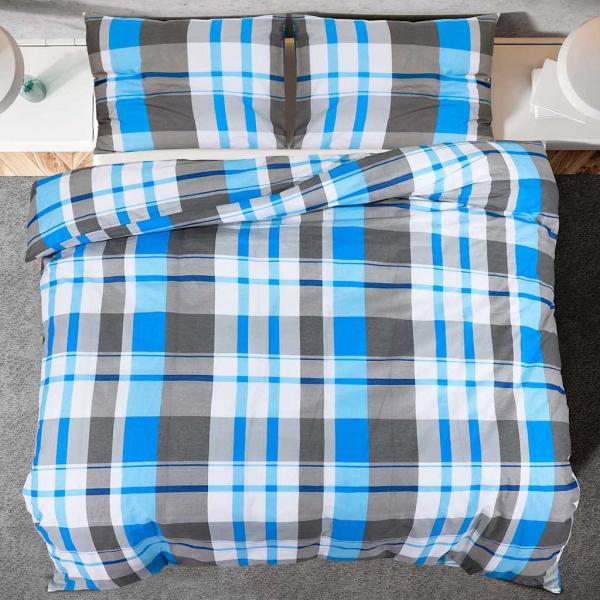 Bettwäsche-Set Blau und Grau 155x220 cm Baumwolle