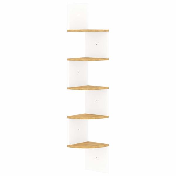 Wand-Eckregal Weiß und Sonoma-Eiche 19x19x123 cm Holzwerkstoff