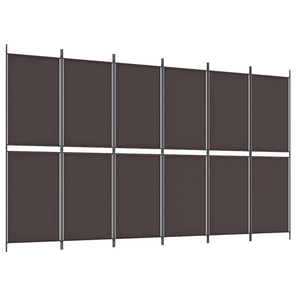 6-tlg. Paravent Braun 300x180 cm Stoff