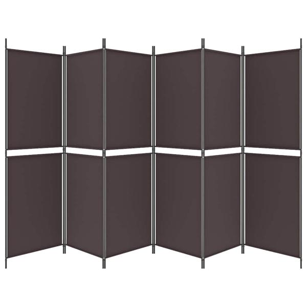 6-tlg. Paravent Braun 300x180 cm Stoff