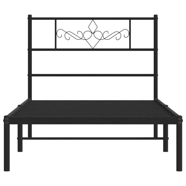 Bettgestell mit Kopfteil Metall Schwarz 100x200 cm