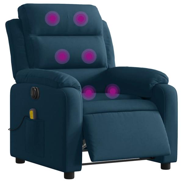 Massagesessel Elektrisch Blau Samt