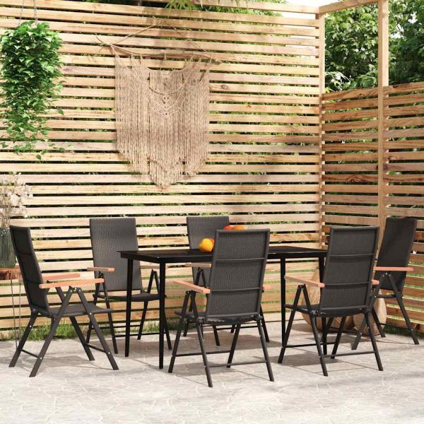 ARDEBO.de - 7-tlg. Garten-Essgruppe Schwarz