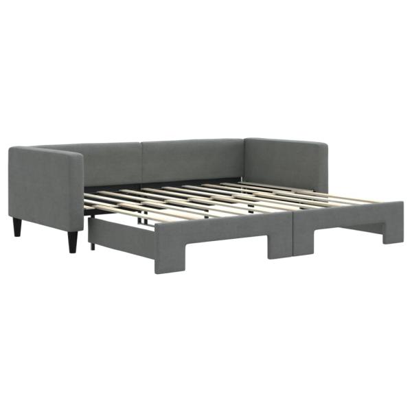 Tagesbett Ausziehbar Dunkelgrau 100x190 cm Stoff