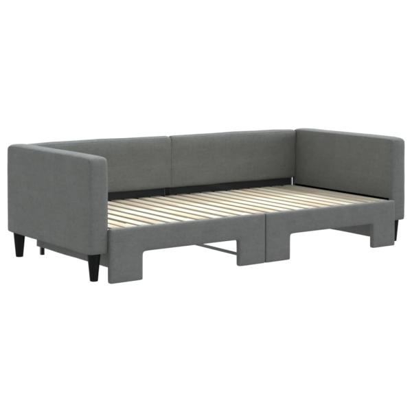 Tagesbett Ausziehbar Dunkelgrau 100x190 cm Stoff