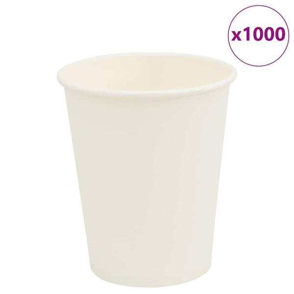 ARDEBO.de - Pappbecher 1000 Stk. 8oz 200ml Weiß