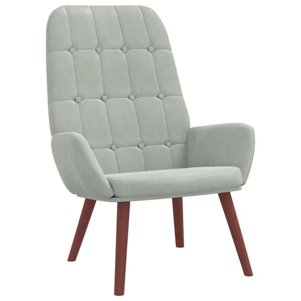 Relaxsessel mit Hocker Hellgrau Samt