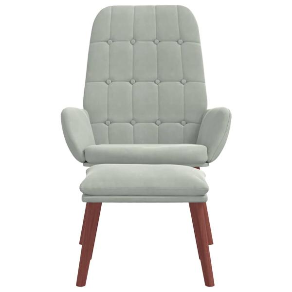 Relaxsessel mit Hocker Hellgrau Samt