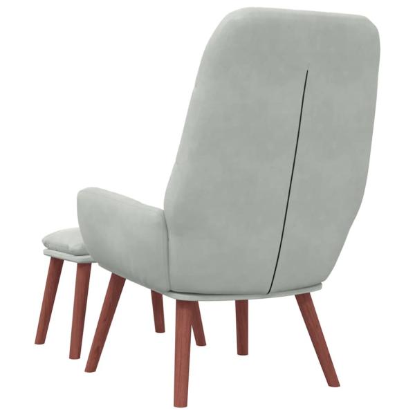 Relaxsessel mit Hocker Hellgrau Samt