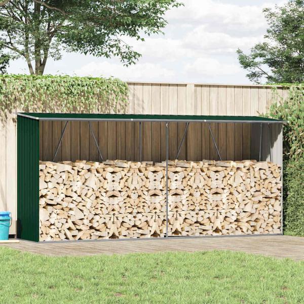 ARDEBO.de - Brennholzlager Verzinkter Stahl 330x84x152 cm Grün