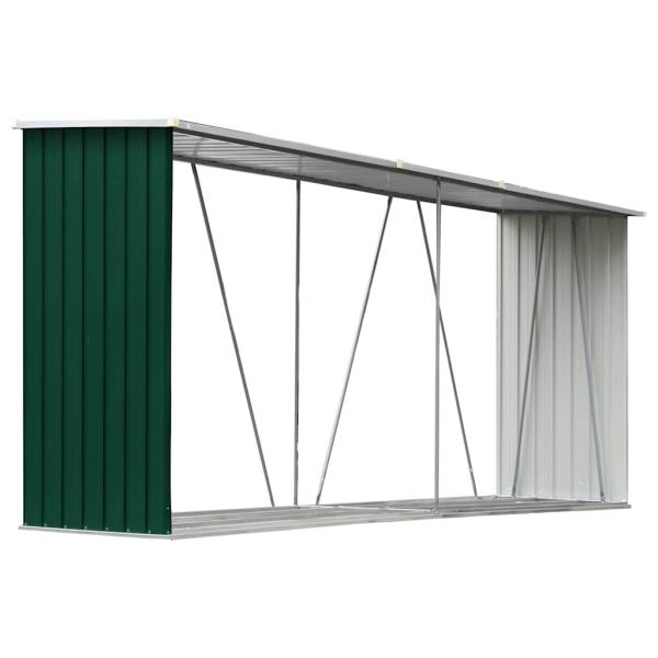 Brennholzlager Verzinkter Stahl 330x84x152 cm Grün