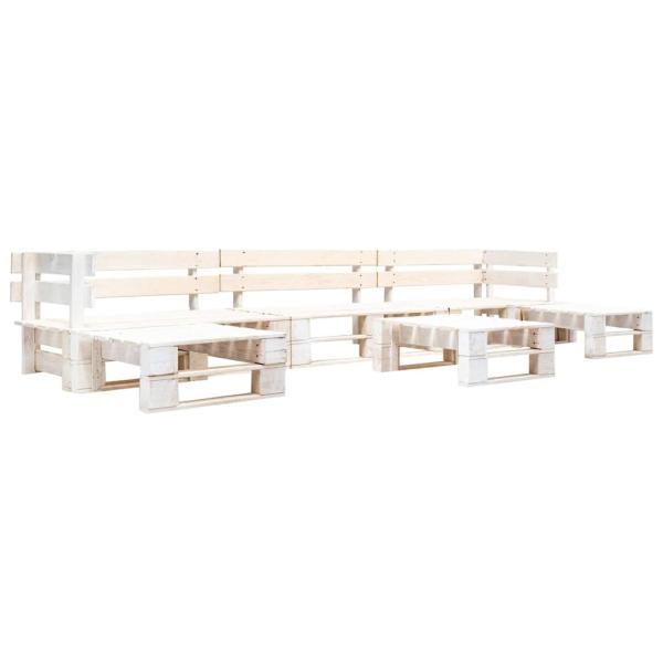 ARDEBO.de - 6-tlg. Paletten-Lounge-Set Holz Weiß