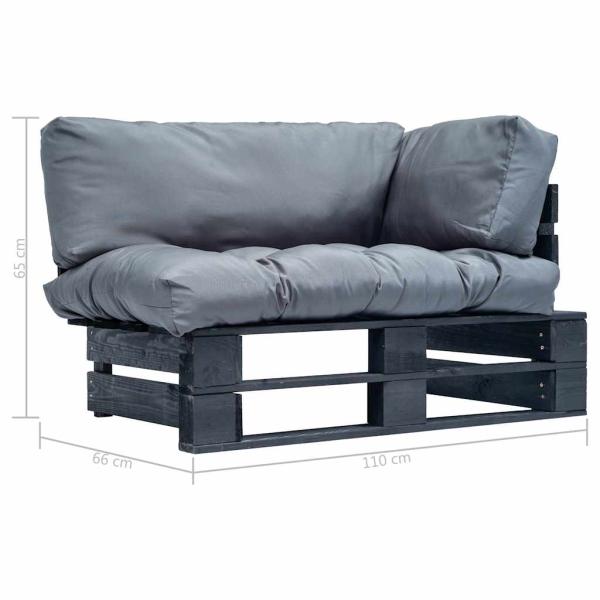 Outdoor-Sofa Paletten mit Kissen in Grau Kiefernholz